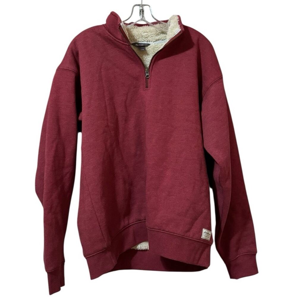 Eddie Bauer Men Size Medium Sherpa Fleece Lined 1/4 Zip Outdoor Warm Preppy City